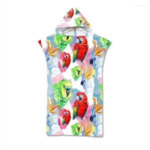 Toalha papagaio tucano pássaro microfibra banho chuveiro praia com capuz robe poncho para natação surf adulto roupão beachwear