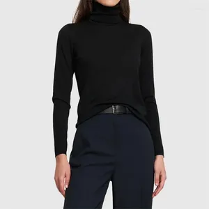 Kadın Sweaters Sweater 2023 Sonbahar Kore Moda Saf Pamuk Yüksek Boyun Külot Elastik Örme Uzun Kollu Üst Büyük İsim Örgü