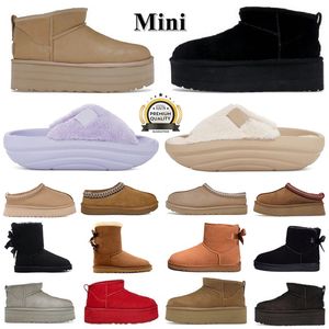 Projektant Ugglie Foamo Uggplush Tasman Kapcieczki Kobiety Buty Australian Chestnut Fur Black Sheepsin Tazz Ultra Mini Platform Australie Suede Winter Kids Boties