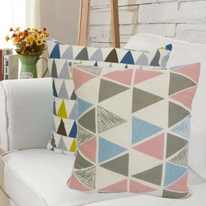 Kudde (2 st/4 st) Geometric Printing Linen 45cmx45cm Covers for Throw Case Living Room Soffa Car Decorative