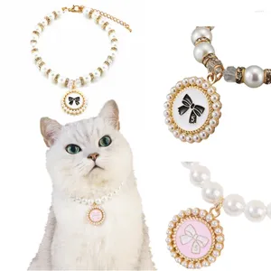 Hundhalsar justerbar husdjur pärlhalsband accessoarer mode pärla katt krage kattungetillbehör