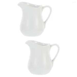 Conjuntos de louça 2 pc jarro de aço inoxidável copo de leite de cerâmica café adorável puxar molho de flor branco delicado recipiente boca longa em forma de V