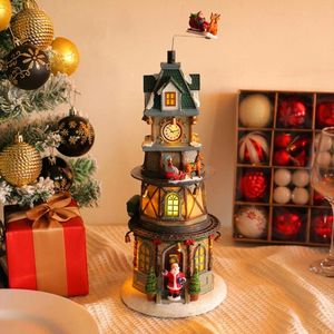 Statuette decorative Carillon rotante con bagliore natalizio, ornamento speciale per la luce notturna del compleanno dei bambini