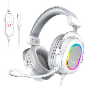 Headphones Earphones FIFINE RGB Gaming Headset with 7 1 Surround Sound 3 EQ MIC Over ear Headphone In line Control for PC PS4 PS5 Ampligame H6W 231030