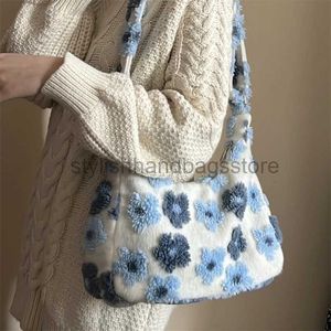 Bolsas de ombro cashmere cross body bag feminino design floral macio bolsa de alma feminina casual bolsa feminina de grande capacidade elegantebolsasloja