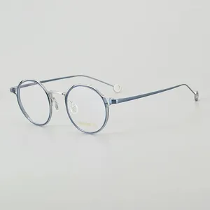 Solglasögonramar 2023 Fashion Pure Titanium Glasses Frame Round Men Vintage Designer Optiska glasögon Kvinnor Myopia läser personlig