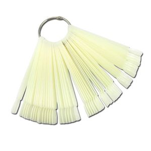 Wholesale- Hot Sell 50x Fan-shaped Natural False Nail Art Tips Sticks Polish Display Free Shipping