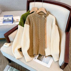 女性用セーター大規模レトロデザインニッチステッチジッパーセーターファットガール秋と冬のコントラストシック