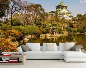 Tapeten Teich Steine Osaka Castle Park Bäume Natur Po Tapete Wohnzimmer TV Sofa Wand Schlafzimmer Restaurant 3d