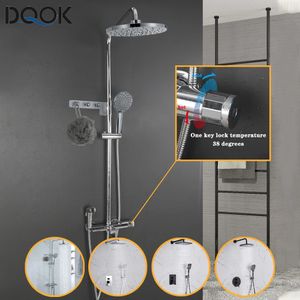 Banyo Duş Başlıkları DQOK Termostatik Musluk Krom Mikser Seti Şelale Yağmur Sistemi Küvet 231030