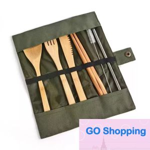Klasyczne drewniane zestawy obiadowe Bambus łyżeczki widelca zupa zupa noże