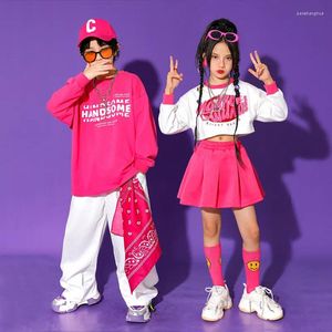 Conjuntos de roupas 2023 jazz dancer outfit mulheres hip hop dancewear cheerleader unidorm palco traje rosa calças de carga colheita tops dj ds clubwear