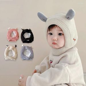 Berety 2023 Baby BaLaclava Hats 0-3 lata chłopcy dziewczęta maska ​​zimowa ciepłe zagęszcza dzieci niemowlę słodkie uszy dzianinowe dzieciak