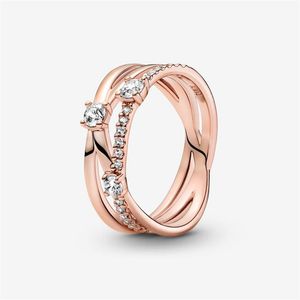 100% 925 Sterling Silver Sparkling Triple Band Ring For Women Wedding Rings Fashion Jewelry270B