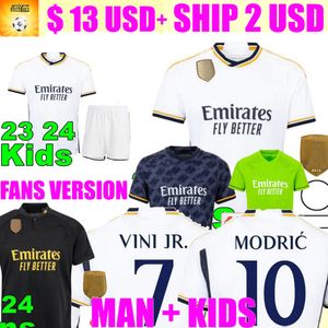 Vini Jr Madrids 축구 23 24 셔츠 Camavinga Alaba Marcelo 마드리드 최종 축구 유니폼 Camiseta Men Kids Kit