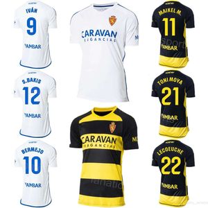 23/24 Real Zaragoza Soccer 21 Antonio Moya Jerseys Club 20 Victor Mollejo 1 Christian Alvarez 10 Sergio Bermejo Lillo 19 Manu Vallejo Football Shirt Kits Black White