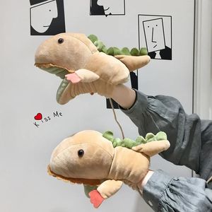 Children's Finger Gloves Autumn and Winter Dinosaur Schoolgirl Cartoon Neck Cute Korean Version of Warm Thick Bag Fingers 231031