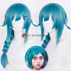 Catsuit Costumes Game LOL Arcane Blue Double Braid Cosplay Wig Child Girl Jinx Heat Resistant Synthetic Hair Wigs