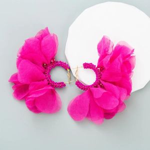 Brincos de garanhão fúcsia roxo cores brilhantes bohemia contas de semente para mulheres jóias de férias de verão