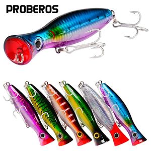Fishing Hooks PRO BEROS Big Popper Wobbler Lure Floating Bait 43g Topwater Whopper Saltwater Lures Isca Artificial Pike Tackle 231031