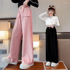 Pantaloni per ragazze Pantaloni casual coreani a gamba larga 2023 Estate Autunno Medi per bambini a righe Ragazza per bambini alla moda