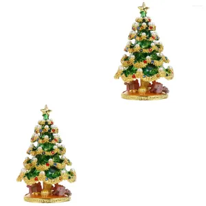 Christmas Decorations 2 Pc Home Decor Tree Jewelry Box Gift Desktop Ornament Tray Trinkets Storage Holder Miss