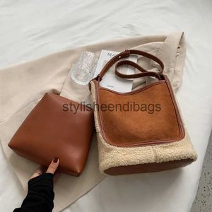 Shoulder Bags Handbags Autumn Winter Women's Shoulder Bag Capacity Cashmere Handbag Fashion Bucket Shoulder Bagstylisheendibags