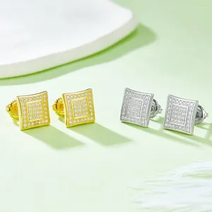 Brincos de garanhão 0,41ct formato quadrado Moissanite Screwback feminino 925 prata esterlina Lab Mosan Pass 14K banhado a ouro