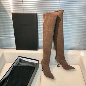 Sobre o joelho botas designer mulheres moda coxa alta bota senhora sexy chelsea booty salto alto mulheres tornozelo botas designer apontou-toe bombas 11cm sapatos de festa 35-41