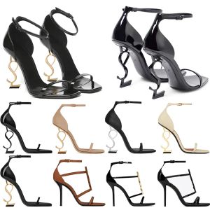 Designer Dress Sandals High-heeled Saint pumps stiletto heel leather open toes 8 10 12 14 cm Party Wedding Office Career black nude hot red brown Luxurys