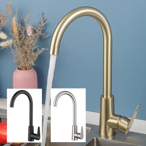 Kitchen Faucets ULA Stainless Steel Faucet 360 Degree Rotate Gold Tap Cold Water Sink Mixer Nozzle 231030