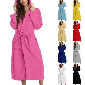 Men's Sleepwear Women Hooded Fleece Bathrobe Lightweight Soft H Long Flannel Tops Layering Loo Tunic