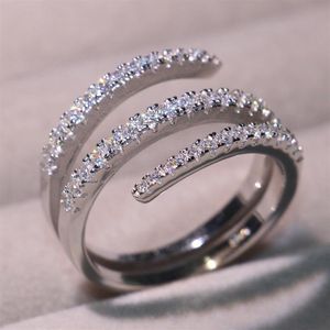 2019 Ny ankomst klassiska smycken Pure 100% 925 Sterling Silver Pave White Sapphire Cz Diamond Women Wedding Bridal Ring for Love244s