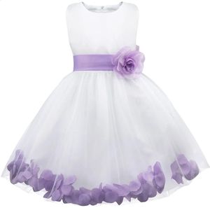 Flickans klänningar Kids Girls Elegant Flower Tulle Princess Dress Pageant Wedding Birthday Party Ball Gown Formal Tutu för brudtärna Prom 231030