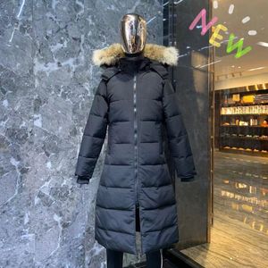 Womens Down Parkas Doudoune Jackets kanadensiska kvinnor Vinter varma rockar Goose Wolf Fur Canada Parka Dams Hoody Gode Padded Coat Chateau Long Jacket