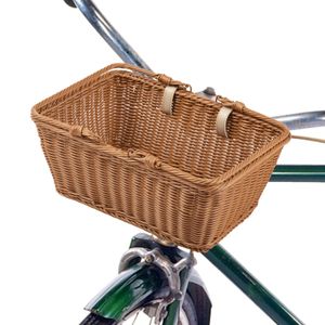 Panniers Bags Bike Basket Wicker Front Handlebar Bicycle Adjustable Detachable Woven for Cycling Accessories y231030