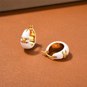 18k Gold Luxury Brand Designer Circle Hoop Huggie Earrings Ear Rings Retro Vintage Charm White Earring Earings For Women Party Jewets Birthday Christmas Gift