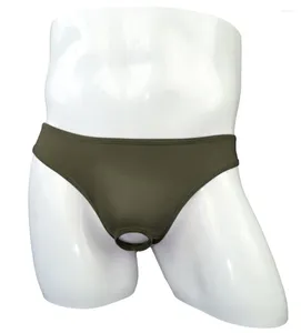 Underpants Low Rise Open Crotch Mens Sexy Buraco Cueca Invisível No Show Thong Cintura Cetim BuLift Bikini G-String Nightwear