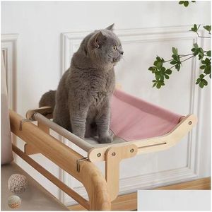 Łóżka kota meble okienne drewniane montaż wiszące łóżko matka przytulna słoneczne siedzenie zamontowane w półce powietrznej Hamock Nest 230309 Drop oth7w
