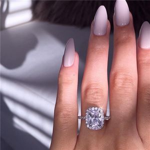 Choucong Fashion Ring 925 Sterling Silver Cushion Cut 3CT Diamond Cz Stone Engagement Wedding Band Rings for Women Jewelry Gift266i