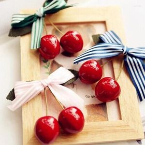 Hair Accessories Summer Girls Fashion Red Cherry Bow Retro Vintage Band Clothing Clip Hairbows For