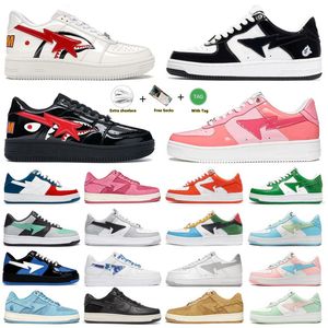 SK8 Designer Bape Sta Laufschuhe Outdoor Herren Damen Niedrige Plattform Shark Schwarz Weiß Camo Pink Pastell Bule Grau Schwarz Beige Wildleder Sport Sneakers Trainer Größe 36-45