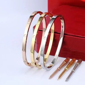 Luxusmarken -Designer -Armband für Männer und Frauen Modepaar Diamant kostenlos 4 mm Manschettenarmband 316L Titanium Stahl Goldarmband Schmuck Schmuck