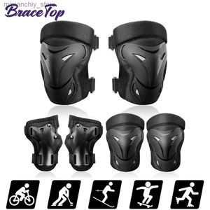 Skate Protective Gear 6Pcs/Set Professional Kids/Adults Protective Gear Knee Pads Elbow Pads Wrist Guards Bike Cycling Skating Electric-Scooter Roller Q231031