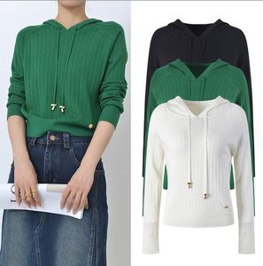 1025 XL 2023 Runway Autunno Marca Stesso stile maglione a maniche lunghe con cappuccio Nero Bianco Verde Pullover Abbigliamento Donna di alta qualità YL