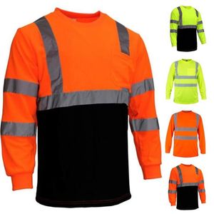 Men's T-Shirts Shirts For Men High Visibility Reflective T-shirt Long Sleeves Safety Shirt Hi Vis Workwear T Work Women238l