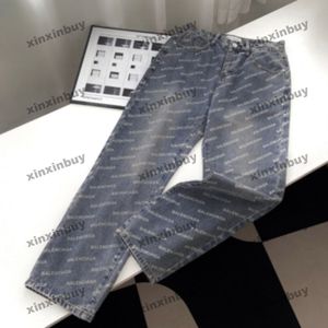 xinxinbuy erkek kadın tasarımcı pantolon paris mektubu jacquard bahar yaz gündelik pantolon siyah mavi haki m-2xl