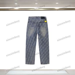 xinxinbuy Men women designer pant cursive Graffiti Letter print Denim 1854 Spring summer Casual pants black blue gray XS-2XL