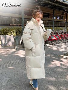 Women's Down Parkas Vielleicht Korean Jacket Women Winter X-long Parkas Solid Hooded Thicken Warm Female Snow Wear Coat Padded Loose Clothes 231030