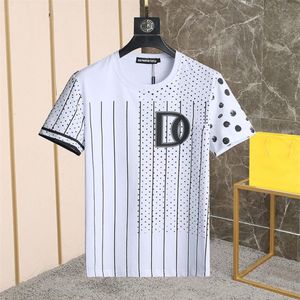 DSQ PHANTOM TURTLE Mens Designer T shirt Italian Milan Fashion Polka Dot with Striped Print T-shirt Summer Black White T-shirt Hip261h